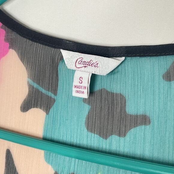 Candie's Women Sheer Tank Floral Sequins Y2K Floral Indie Sleaze 2000s Sparkle - Picture 5 of 8